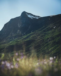 Scenic view of mountains against clear sky