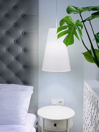 Electric lamp on wall at home