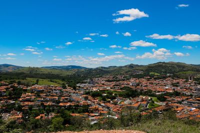 Aerial view of townscape against sky