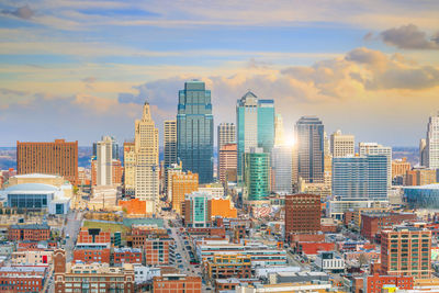 Modern buildings in city against sky