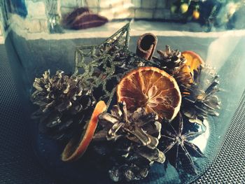 Close-up of crab on table