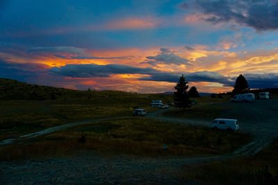 Scenic view of landscape against sky during sunset