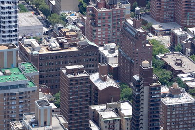 High angle view of buildings in city