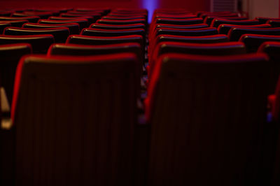 Close-up of empty seats in row