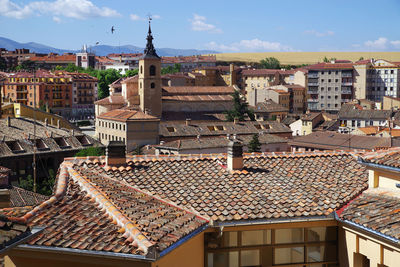 High angle view of old building in city