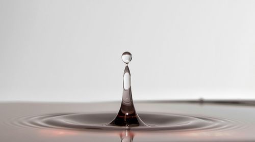 Close-up of water drop against white background