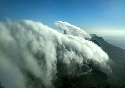 Aerial view of cloudscape over sea against sky