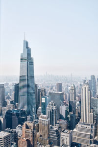 Cityscape against clear sky