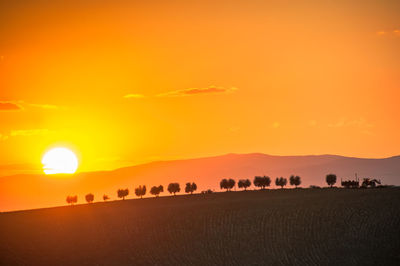 Scenic view of landscape against sky during sunset