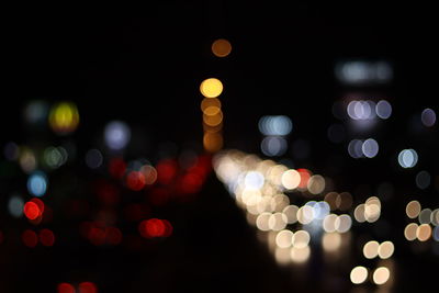 Defocused image of illuminated lights at night