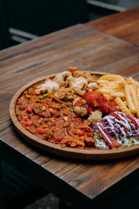 Close-up of food in plate on table