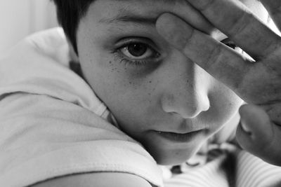 Close-up portrait of boredom boy