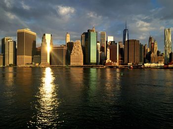 City skyline with river in background