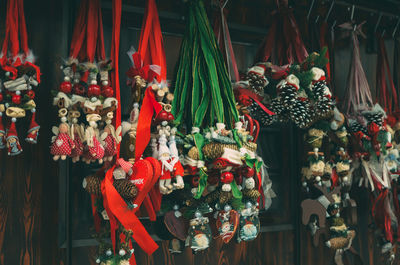 Close-up of decorations for sale at market stall