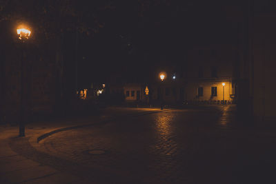 Illuminated street light at night