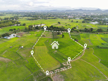 High angle view of agricultural field