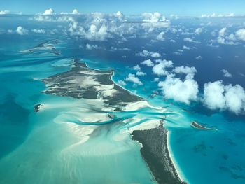 Panoramic view of sea against blue sky