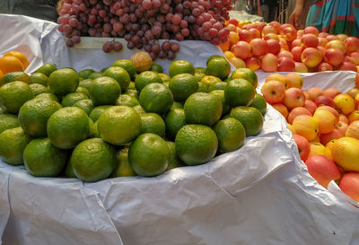 Various fruits for sale at market stall