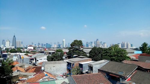 Cityscape against clear sky