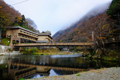 Bridge over river against sky