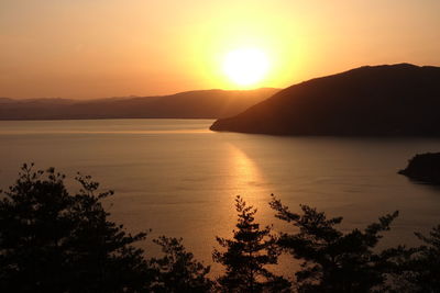 Scenic view of sea against sky during sunset