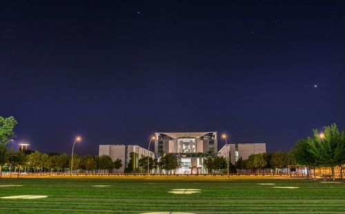 View of illuminated trees at night