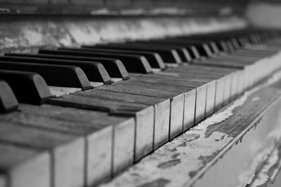 High angle view of piano keys