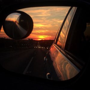 Sunset seen through train windshield