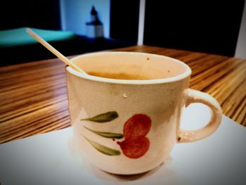 Close-up of coffee on table