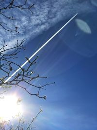 Low angle view of vapor trail in sky
