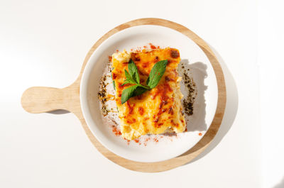High angle view of food in plate