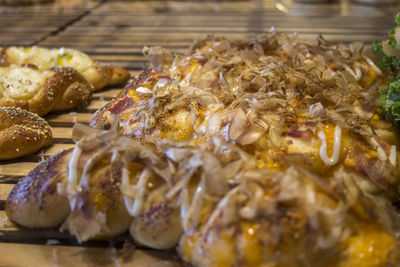 Close-up of meat in plate on table