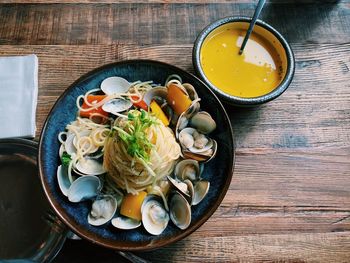 High angle view of food in bowl