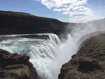 Scenic view of waterfall