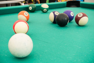 Close-up of balls on table