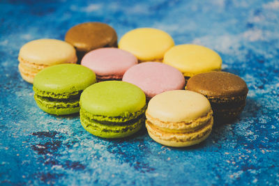 Close-up of macaroons on table