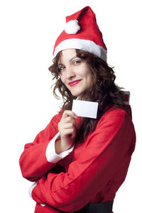 Portrait of smiling woman wearing hat against white background