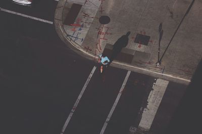 High angle view of man on floor