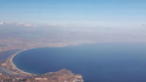 High angle view of sea against sky