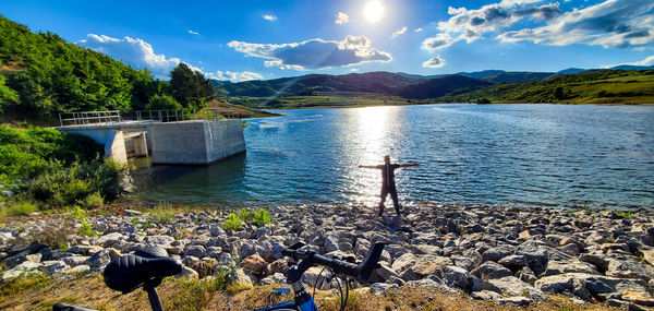 Scenic view of lake against sky