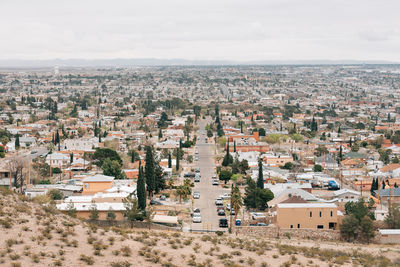 High angle view of townscape against sky