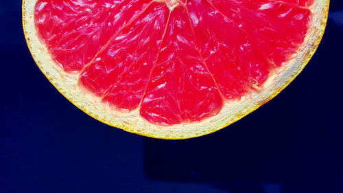 High angle view of strawberry against black background