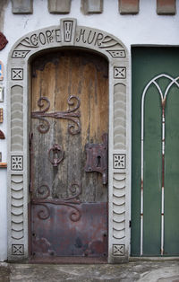 Closed door of old building