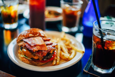 Close-up of food on table