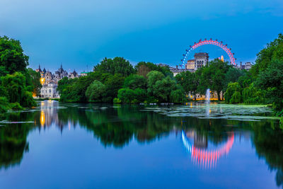 Long exposure, st. james park in london at night with reflection 