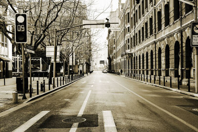 Road along buildings