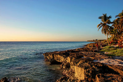 Scenic view of sea against clear sky