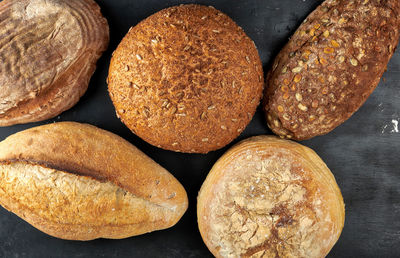 High angle view of bread on table