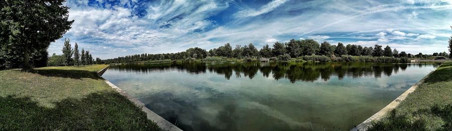 Scenic view of lake against sky