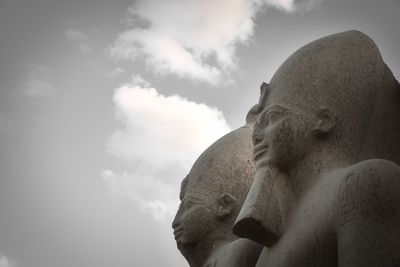 Low angle view of statue against sky